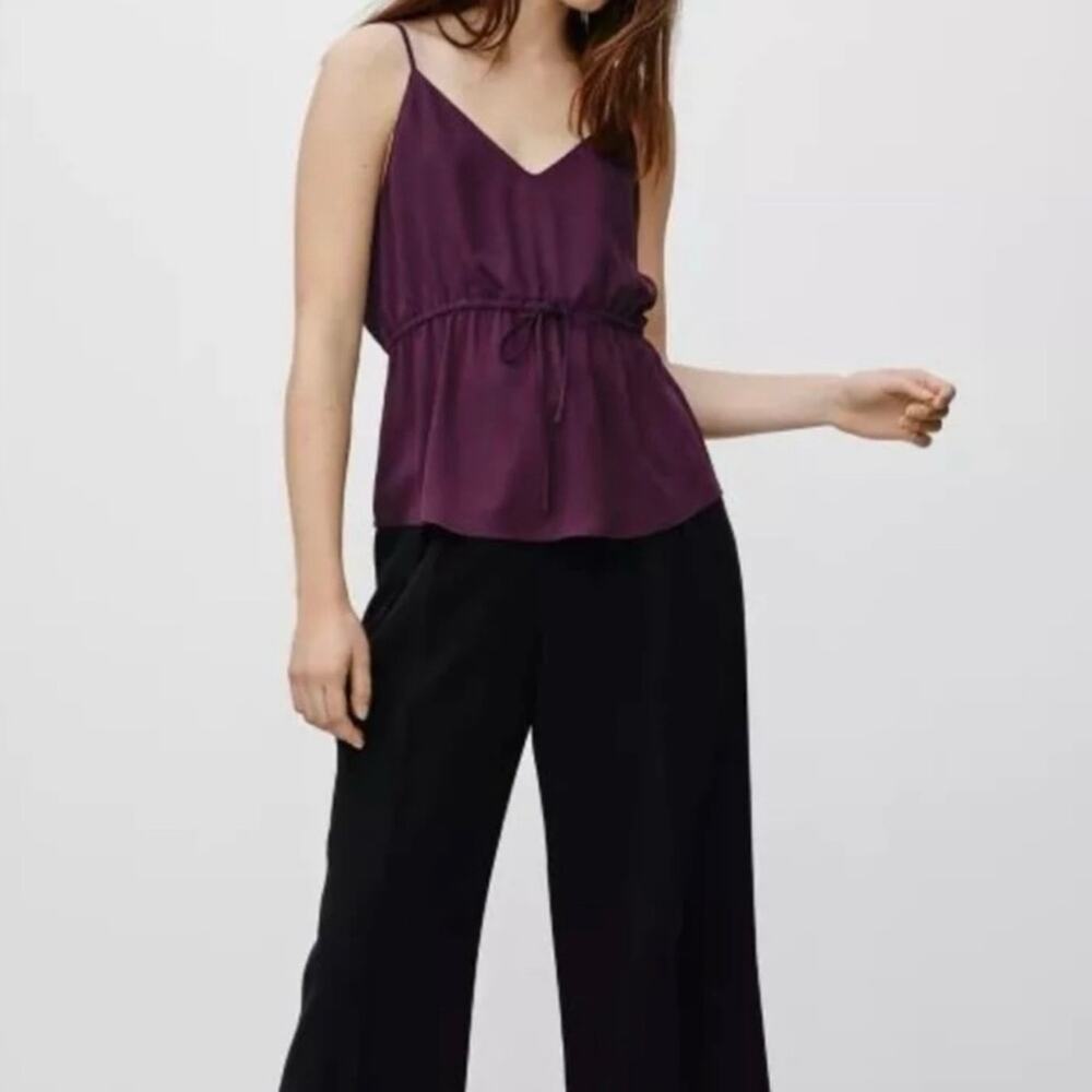 Babaton Aritzia Warren Burgundy Drawstring Camisole